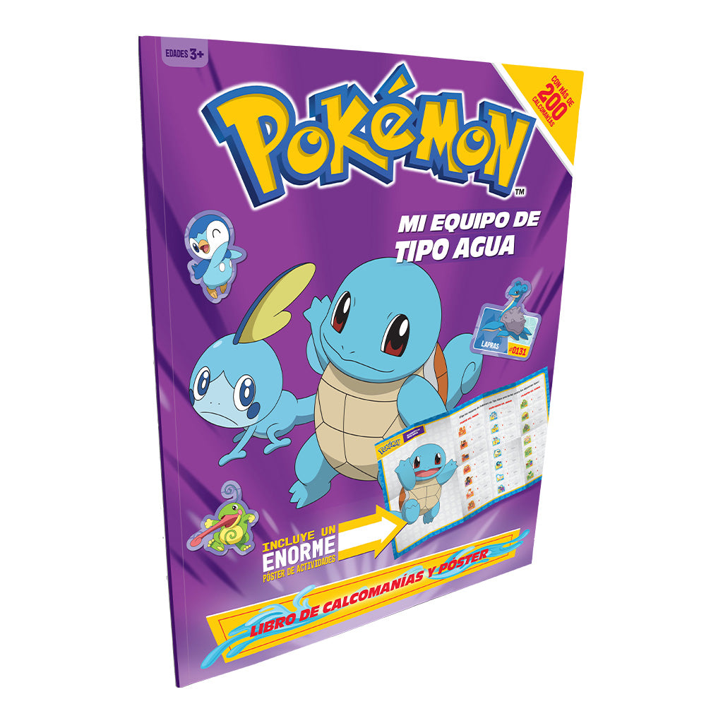 Libro Pokémon Tipo Agua | +200 Stickers y Póster Gigante