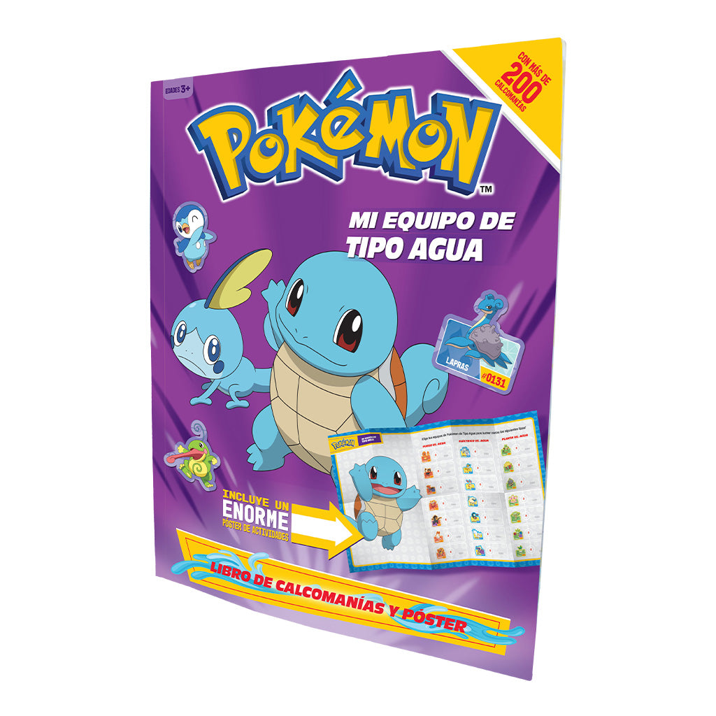 Libro Pokémon Tipo Agua | +200 Stickers y Póster Gigante