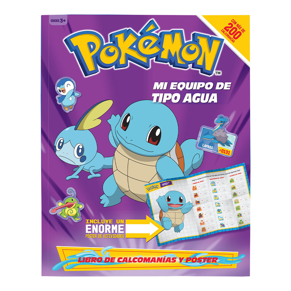 Libro Pokémon Tipo Agua | +200 Stickers y Póster Gigante