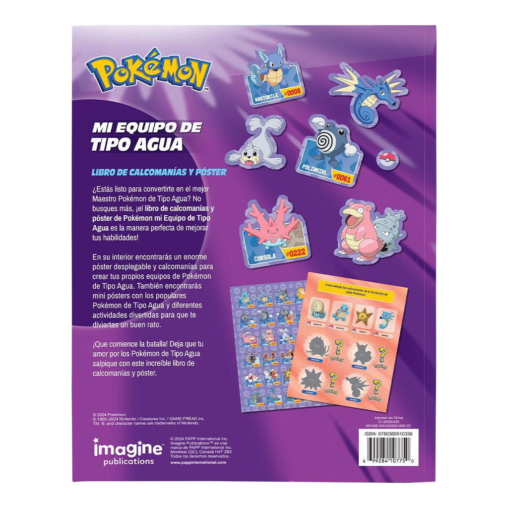 Libro Pokémon Tipo Agua | +200 Stickers y Póster Gigante