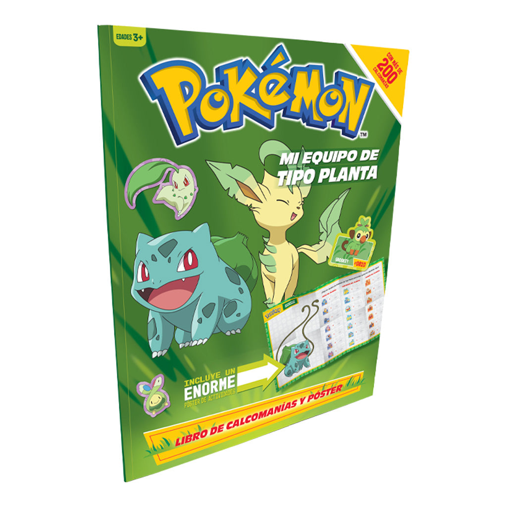 Libro Pokémon Tipo Planta | +200 Stickers y Póster Gigante