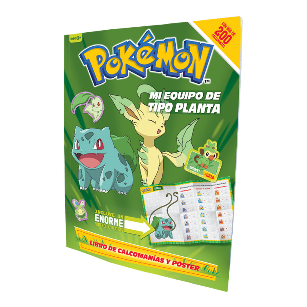 Libro Pokémon Tipo Planta | +200 Stickers y Póster Gigante
