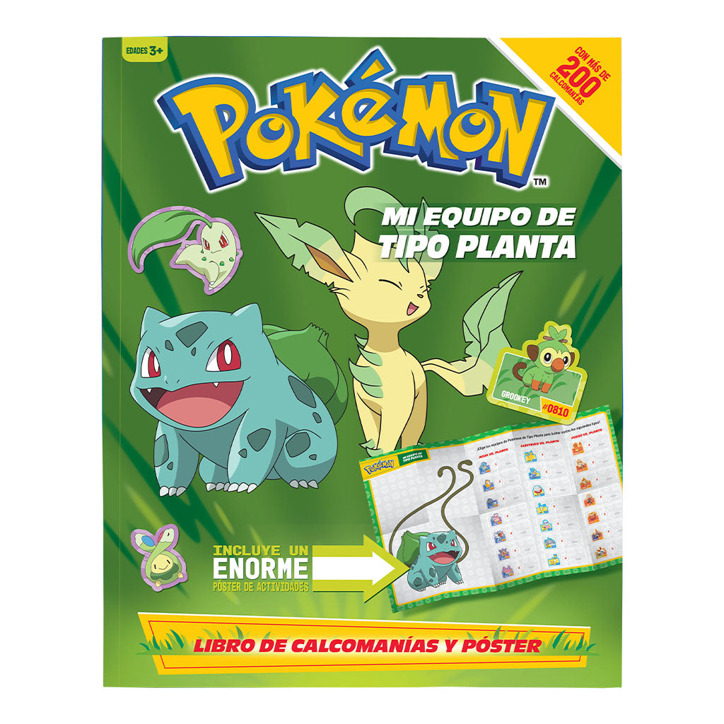 Libro Pokémon Tipo Planta | +200 Stickers y Póster Gigante