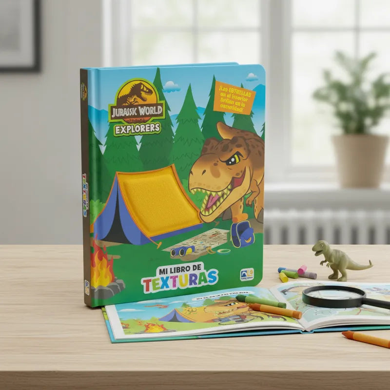 Libro Preescolar de Texturas Jurassic World Explorers | Libro Sensorial Infantil