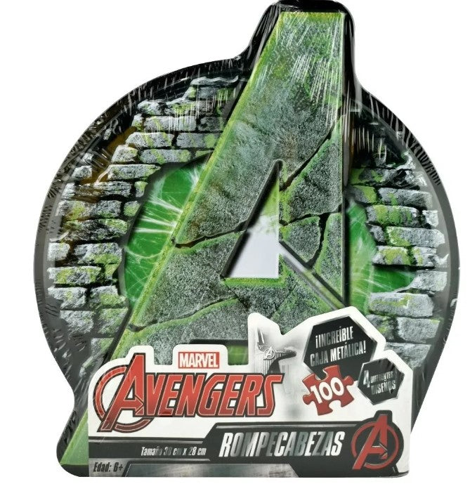 Rompecabezas coleccionable avengers Hulk en caja metalica 100 pzs