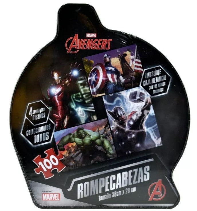 Rompecabezas coleccionable avengers Hulk en caja metalica 100 pzs