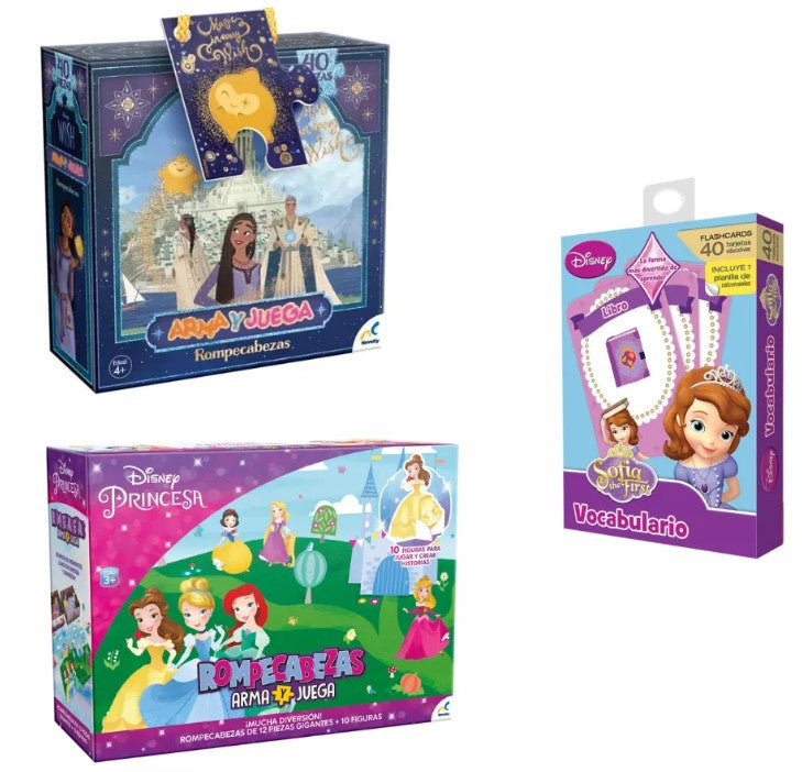 Disney Pack : Rompecabezas Princesas, Whish Y Cartas Sofia