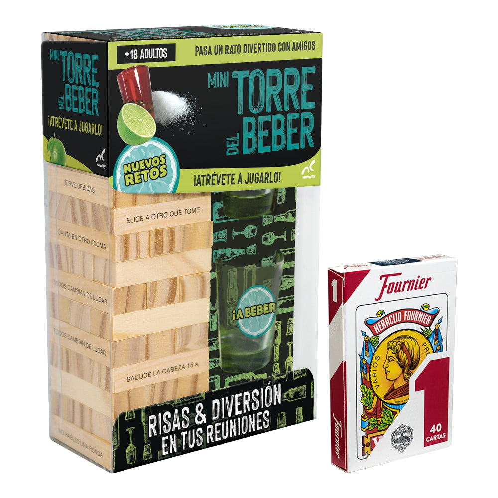 Paquete Mini Torre del Beber con Baraja Española Fournier