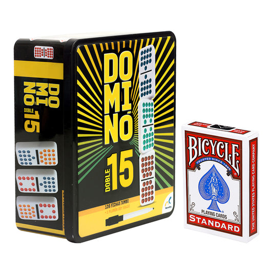 Paquete Domino Doble 15 con  Baraja de Póker