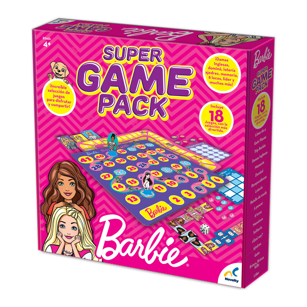 NOVELTY, Super Game Pack, Barbie, Juego de Mesa, Juegos Clásicos y Tradicionales