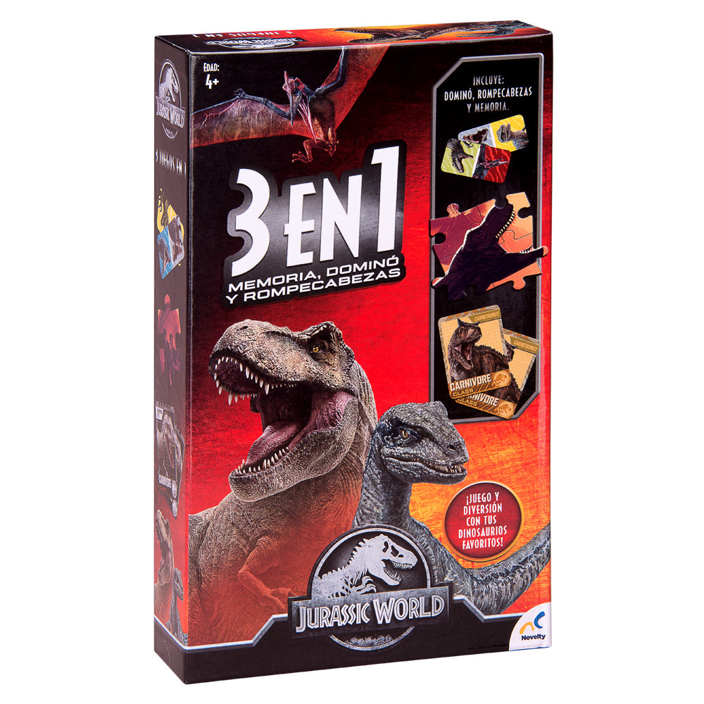 Set de Juegos 3 en 1 para Niños de Jurassic World Novelty