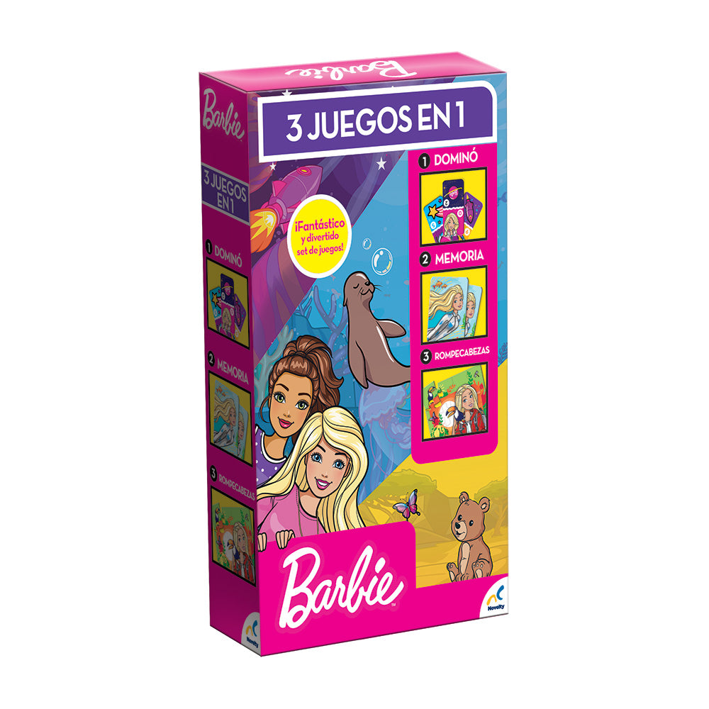 Set de Juegos 3 en 1 para Niños de Barbie Novelty