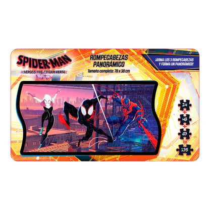 Rompecabezas panorámico 3 en 1 en tin spider-man across the spider-verse - part one